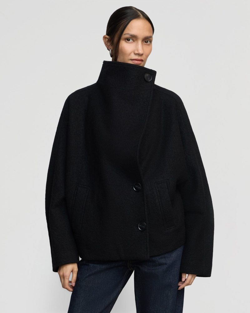 vashti wool blend collared peacoat black 2