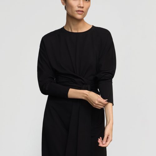 wei tie front organic cotton dress black 2 ced6a649 1fed 4abb bbfc 230db39456c9