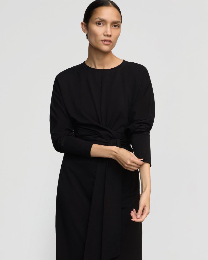 wei tie front organic cotton dress black 2 ced6a649 1fed 4abb bbfc 230db39456c9