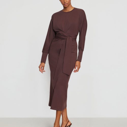 wei tie front organic cotton dress mulberry 1