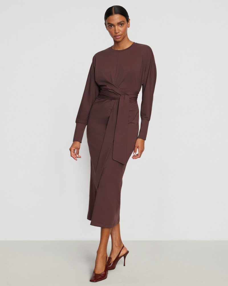 wei tie front organic cotton dress mulberry 1