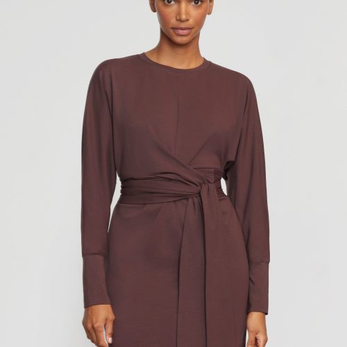 wei tie front organic cotton dress mulberry 2