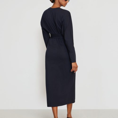 wei tie front organic cotton dress navy 4