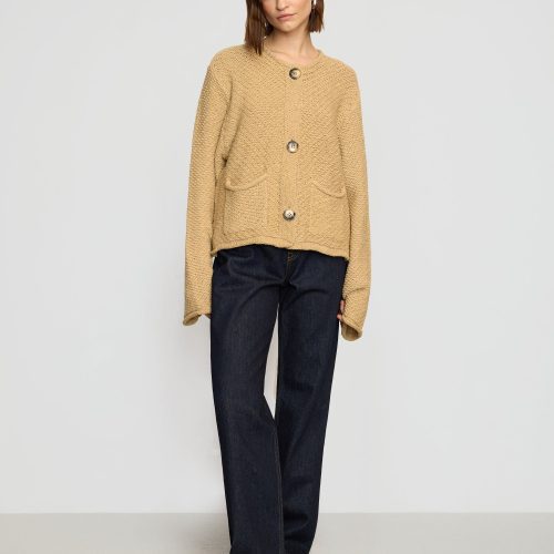 yoojin textured knit cardigan honey oat 3