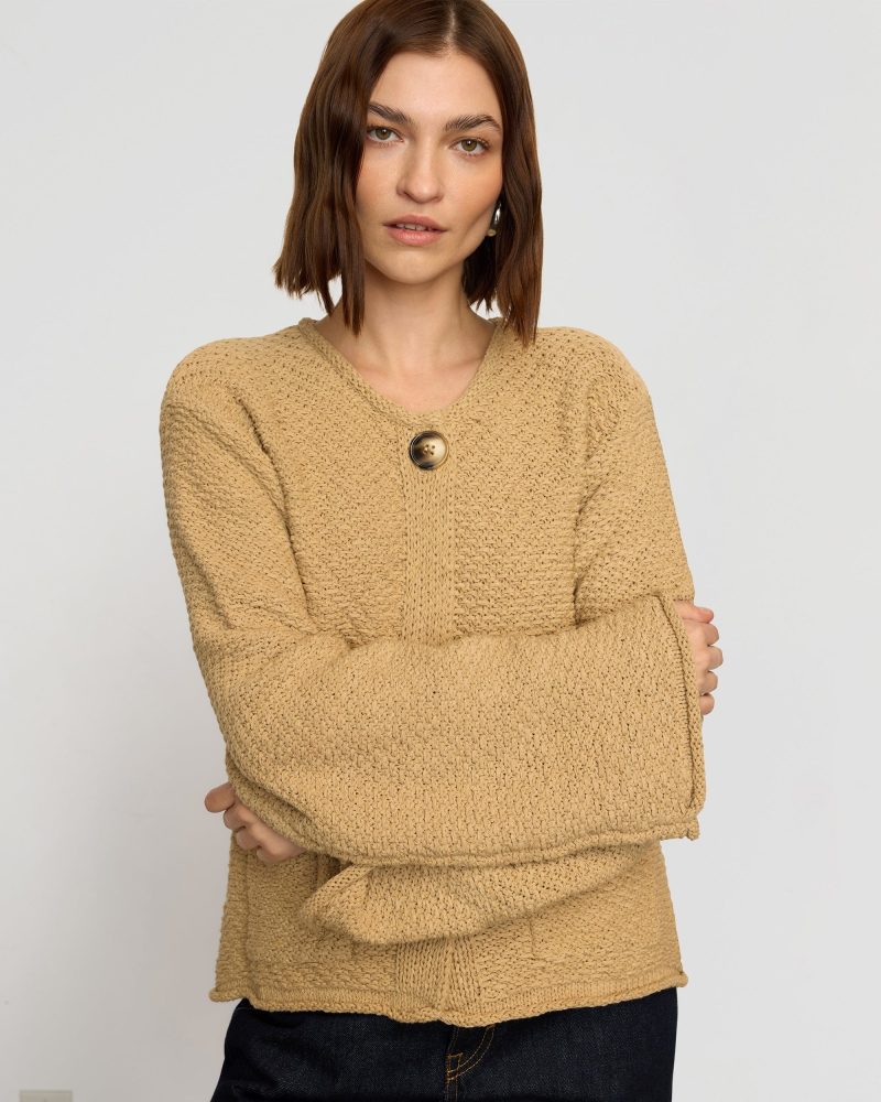 yoojin textured knit cardigan honey oat 4