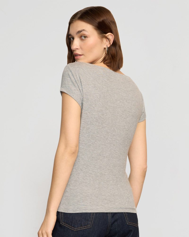 zayna ribbed cap sleeve tee heather grey 6